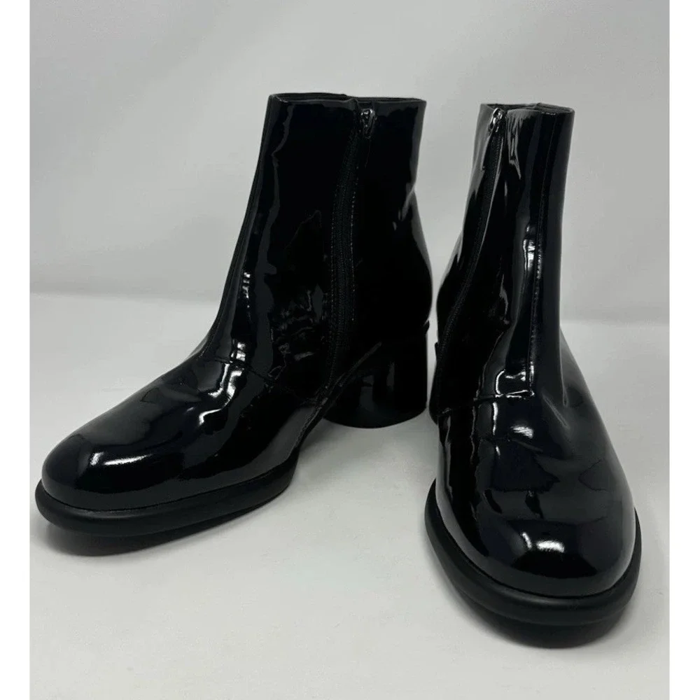 ECCO WOMEN BOOTS SHOES SCULPTED PATENT LEATHER BLACK SIZE 41 EU / 10 USA